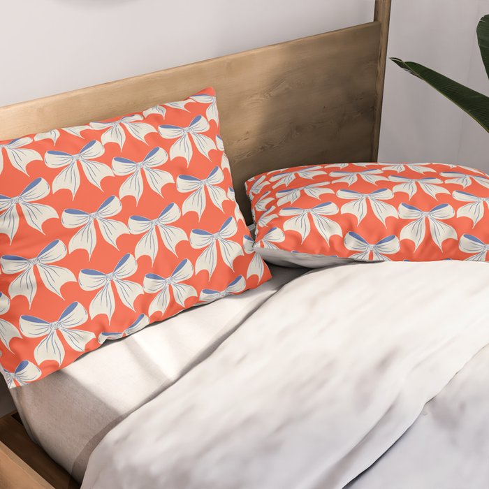 Bold Red and White Bow Pattern  A Striking Design Pillow Sham Gallery Image 2