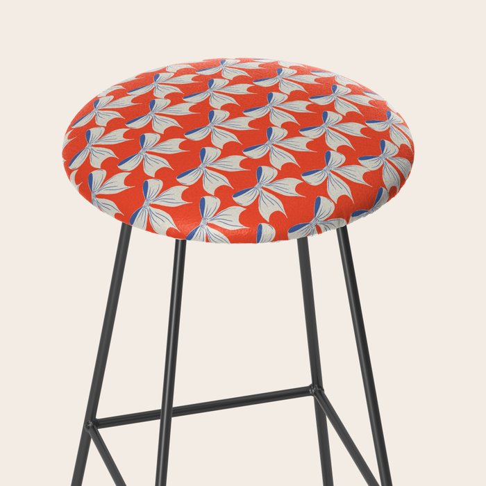 Bold Red and White Bow Pattern  A Striking Design Stool Gallery Image 2