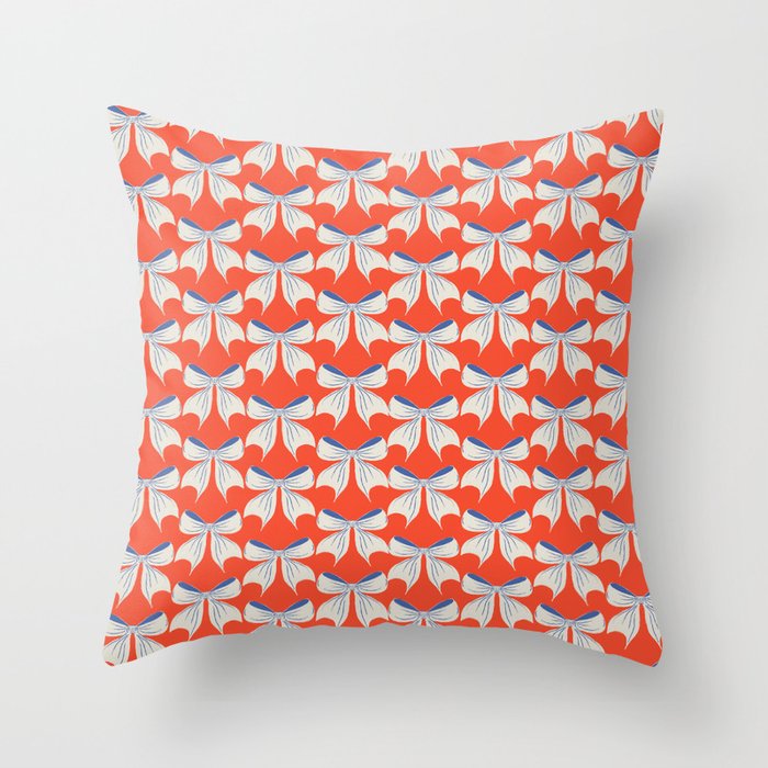 Bold Red and White Bow Pattern  A Striking Design Throw Pillow Gallery Image 6