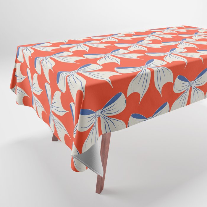 Bold Red and White Bow Pattern  A Striking Design Tablecloth Gallery Image 1