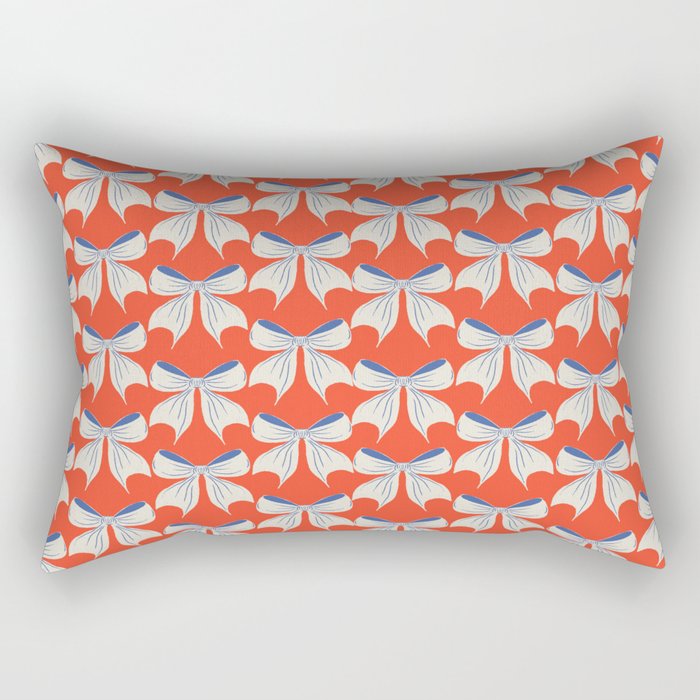 Bold Red and White Bow Pattern  A Striking Design Rectangular Pillow Gallery Image 2