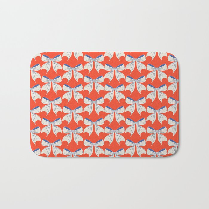 Bold Red and White Bow Pattern  A Striking Design Bath Mat Gallery Image 1