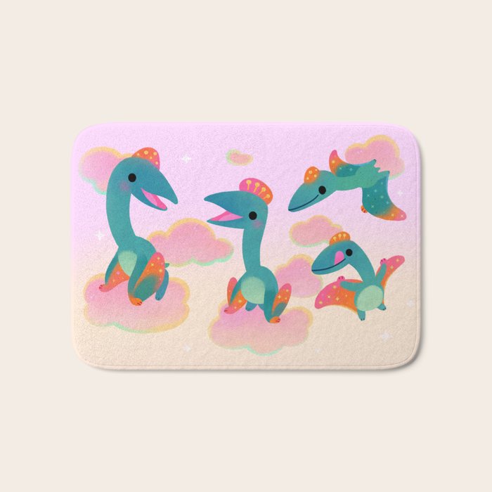 Quetzalcoatlus in the pink sky Bath Mat Gallery Image 1