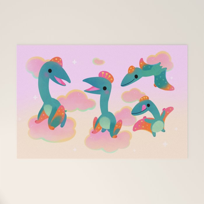 Quetzalcoatlus in the pink sky Welcome Mat Gallery Image 1