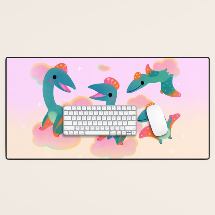 Quetzalcoatlus in the pink sky Desk Mat Gallery Image 1