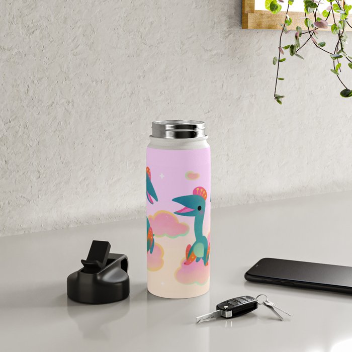 Quetzalcoatlus in the pink sky Water Bottle Gallery Image 4