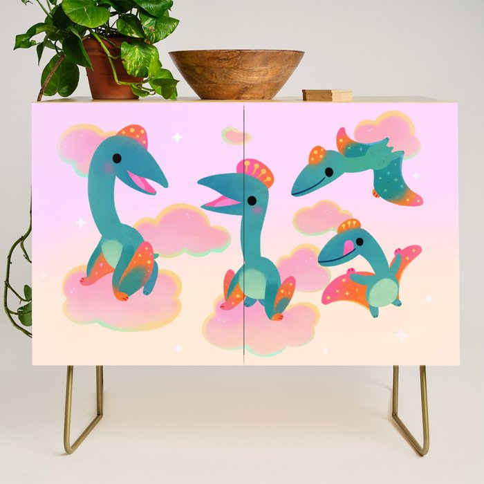 Quetzalcoatlus in the pink sky Credenza Gallery Image 1