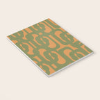 Mid Century Modern Loop Pattern Vintage Olive Green and Cantaloupe Orange Notebook Gallery Image 3