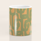 Mid Century Modern Loop Pattern Vintage Olive Green and Cantaloupe Orange Coffee Mug Gallery Image 4
