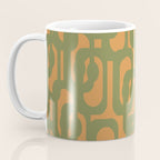 Mid Century Modern Loop Pattern Vintage Olive Green and Cantaloupe Orange Coffee Mug Gallery Image 3
