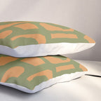 Mid Century Modern Loop Pattern Vintage Olive Green and Cantaloupe Orange Pillow Sham Gallery Image 3