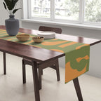 Mid Century Modern Loop Pattern Vintage Olive Green and Cantaloupe Orange Table Runner Gallery Image 2