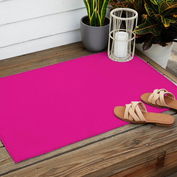 Very Hot Pink Bright Solid Color Outdoor Rug Gallery Image 2