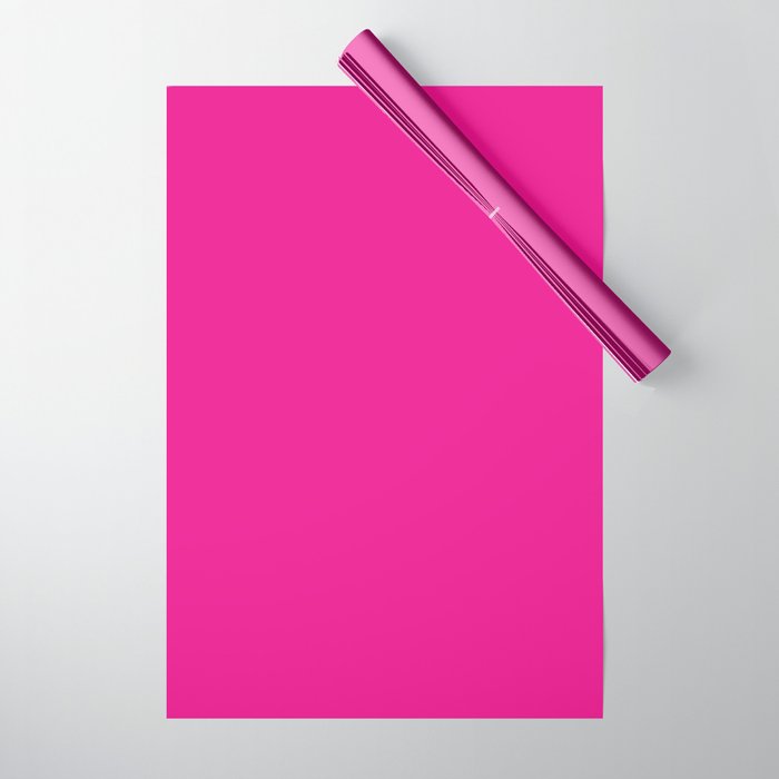 Very Hot Pink Bright Solid Color Wrapping Paper Gallery Image 1
