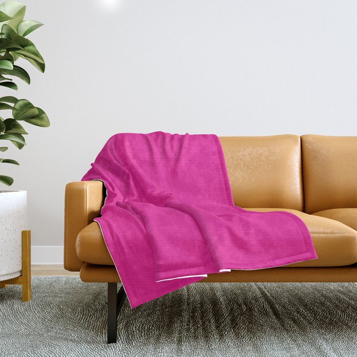 Very Hot Pink Bright Solid Color Throw Blanket Gallery Image 1