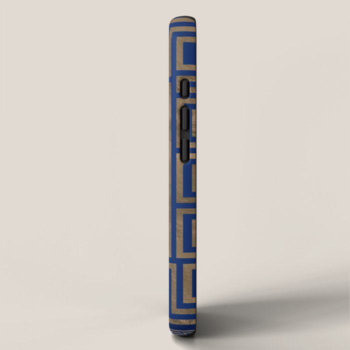 Greek Key Ornament - Greek Meander -gold on blue iPhone Case Gallery Image 2
