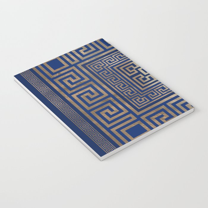 Greek Key Ornament - Greek Meander -gold on blue Notebook Gallery Image 3