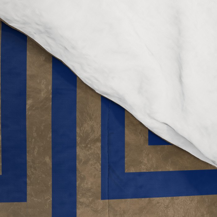 Greek Key Ornament - Greek Meander -gold on blue Comforter Gallery Image 4