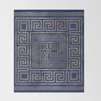 Greek Key Ornament - Greek Meander -gold on blue Throw Blanket Gallery Image 2