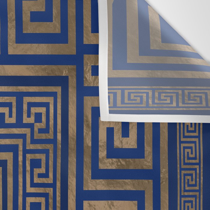 Greek Key Ornament - Greek Meander -gold on blue Wall Tapestry Gallery Image 3