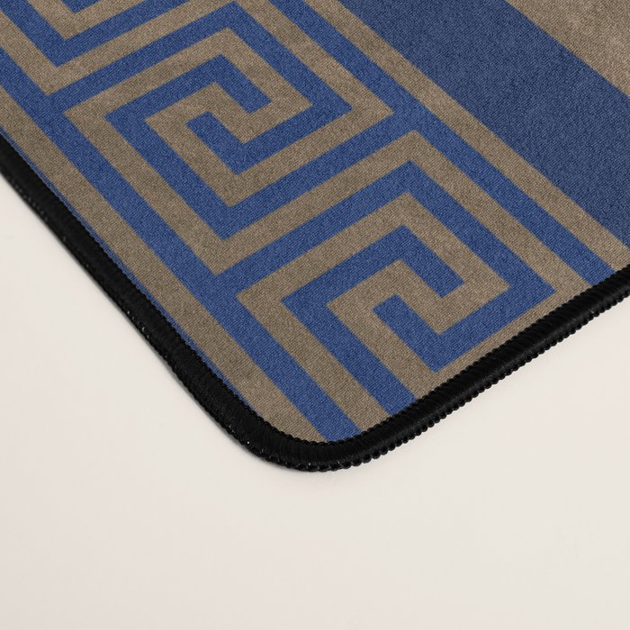 Greek Key Ornament - Greek Meander -gold on blue Desk Mat Gallery Image 4