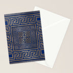 Greek Key Ornament - Greek Meander -gold on blue Stationery Card Gallery Image 2