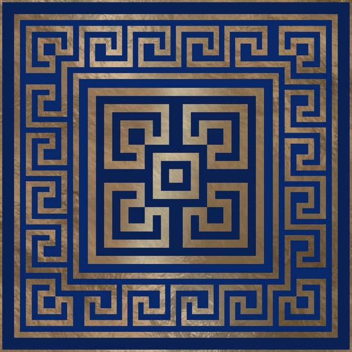 Greek Key Ornament - Greek Meander -gold on blue Coffee Mug Gallery Image 2