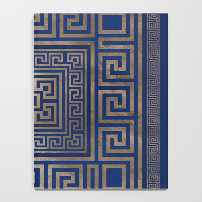 Greek Key Ornament - Greek Meander -gold on blue Notebook Gallery Image 4