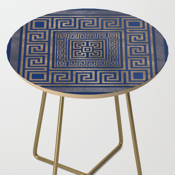 Greek Key Ornament - Greek Meander -gold on blue Side Table Gallery Image 2