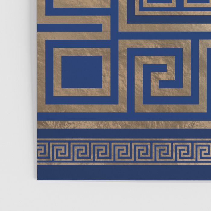 Greek Key Ornament - Greek Meander -gold on blue Poster Gallery Image 3