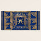 Greek Key Ornament - Greek Meander -gold on blue Desk Mat Gallery Image 3