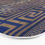Greek Key Ornament - Greek Meander -gold on blue Bath Mat Gallery Image 3