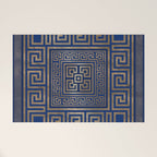Greek Key Ornament - Greek Meander -gold on blue Welcome Mat Gallery Image 1