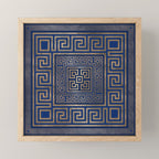 Greek Key Ornament - Greek Meander -gold on blue Mini Art Print Gallery Image 1