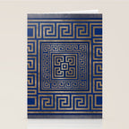 Greek Key Ornament - Greek Meander -gold on blue Stationery Card Gallery Image 2
