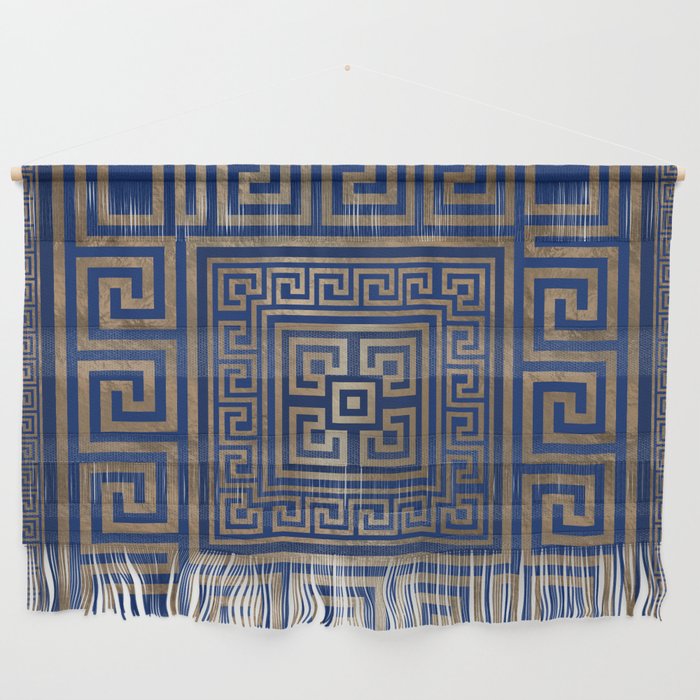 Greek Key Ornament - Greek Meander -gold on blue Wall Hanging Gallery Image 1