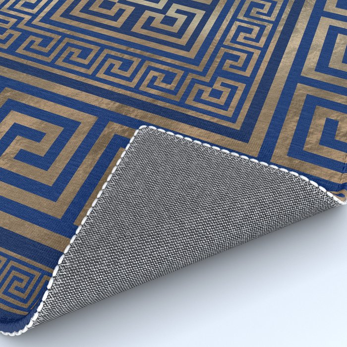 Greek Key Ornament - Greek Meander -gold on blue Rug Gallery Image 4