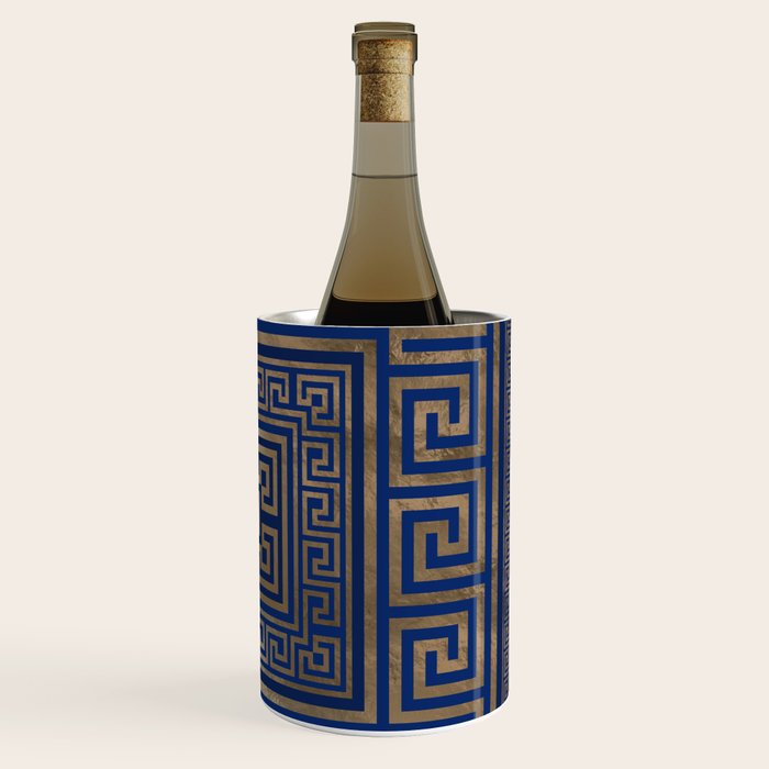 Greek Key Ornament - Greek Meander -gold on blue Wine Chiller Gallery Image 3