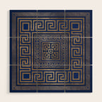 Greek Key Ornament - Greek Meander -gold on blue Wood Wall Art Gallery Image 1