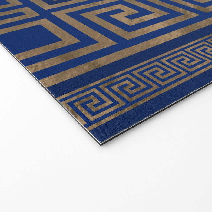 Greek Key Ornament - Greek Meander -gold on blue Welcome Mat Gallery Image 2