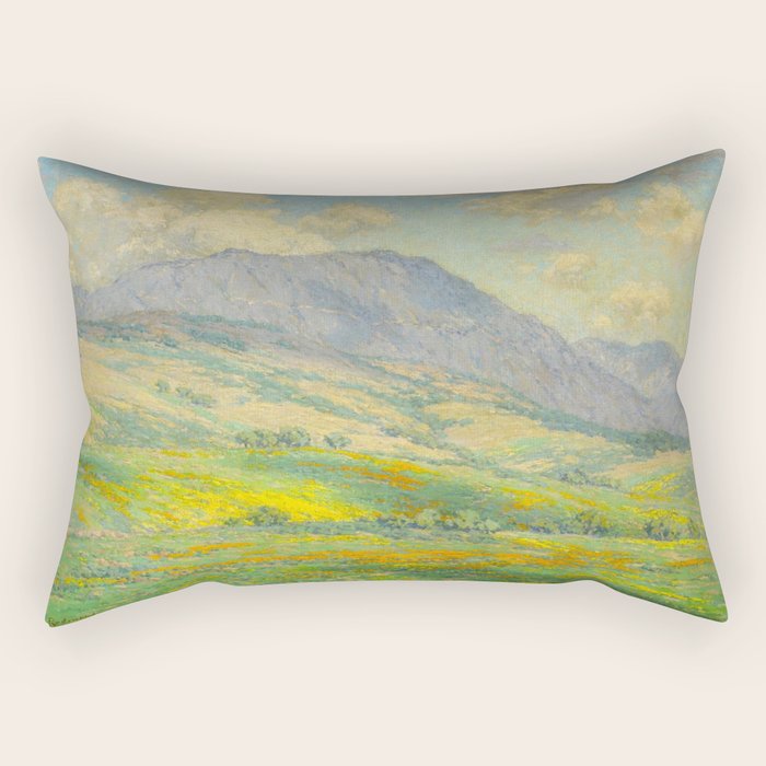 Granville Redmond Hazy Day in Antelope Valley, 1932 Oil Painting Vintage American Art Rectangular Pillow Gallery Image 1