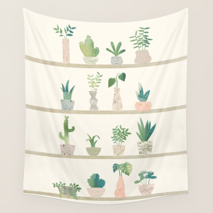 Little Plant Pots Wall Tapestry Gallery Image 4