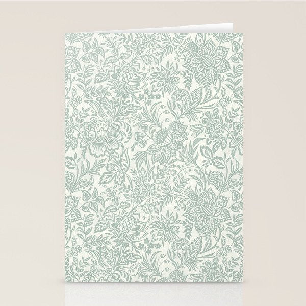 Jacobean Floral - sagebrush  Stationery Card Gallery Image 1
