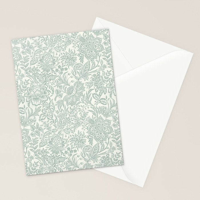 Jacobean Floral - sagebrush  Stationery Card Gallery Image 2