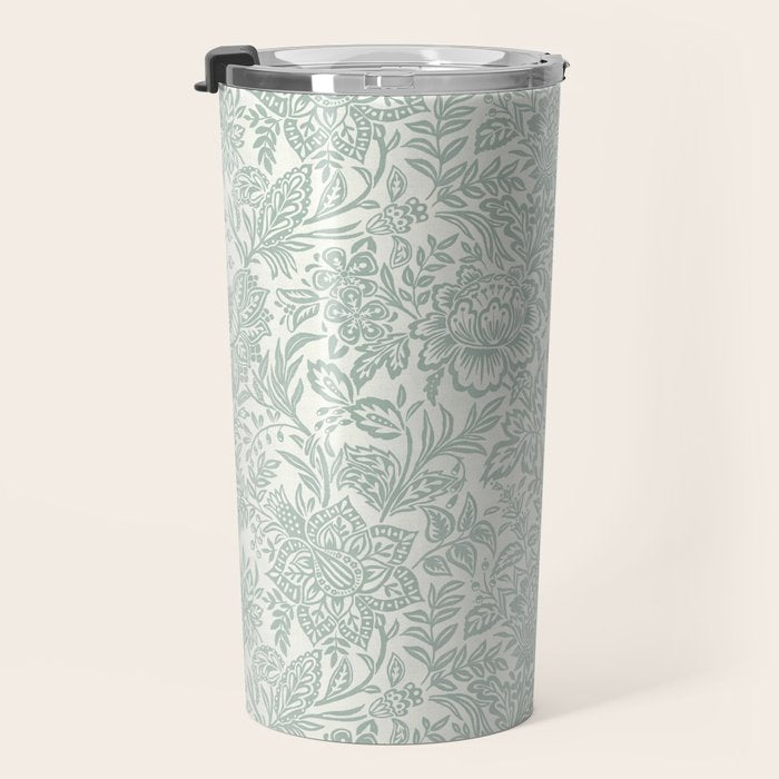 Jacobean Floral - sagebrush  Travel Mug Gallery Image 3