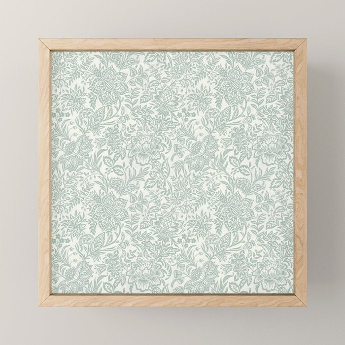 Jacobean Floral - sagebrush  Mini Art Print Gallery Image 1