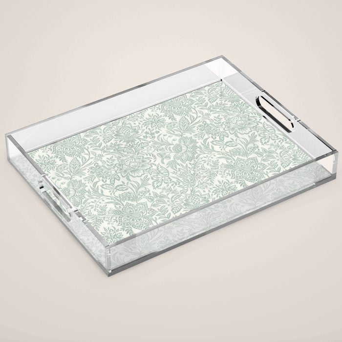 Jacobean Floral - sagebrush  Acrylic Tray Gallery Image 1