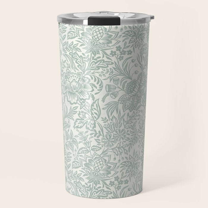 Jacobean Floral - sagebrush  Travel Mug Gallery Image 1