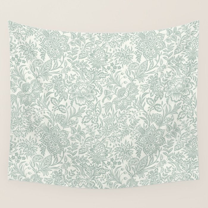 Jacobean Floral - sagebrush  Wall Tapestry Gallery Image 1