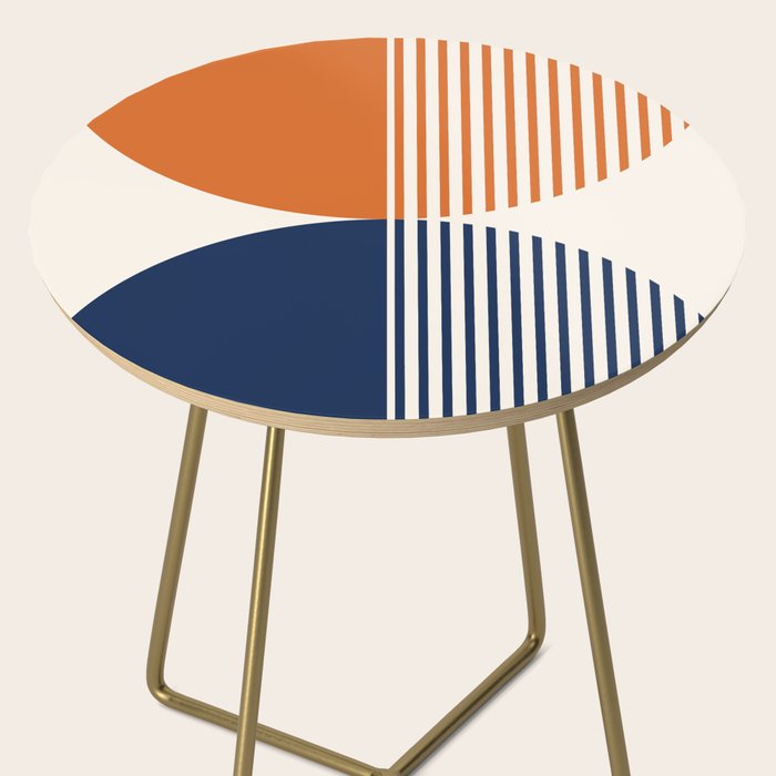 Abstraction Shapes 116 in Navy Blue Orange (Moon Phase Abstract)  Side Table Gallery Image 2